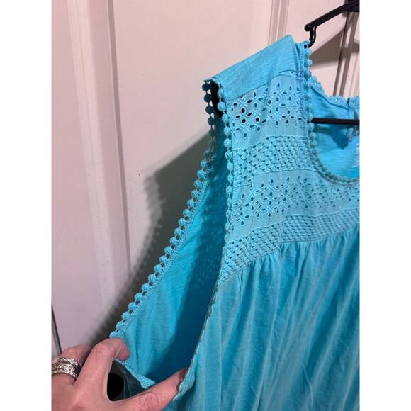 St. John's Bay Womens Teal Blue Cotton Sleeveless Tank Top Shirt Plus Sz 4X - Picture 3 of 7